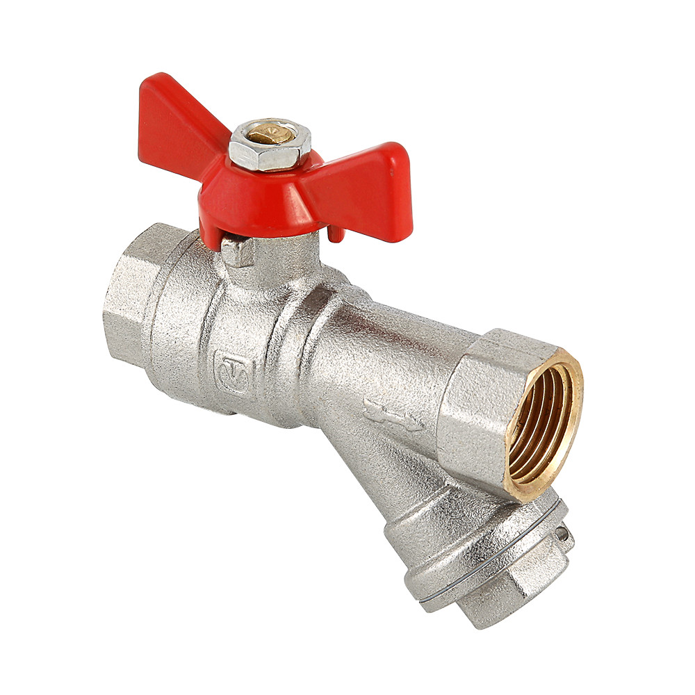 Кран шаровой VALTEC COMBI со встроенным фильтром и ручкой-бабочкой VT.293.N