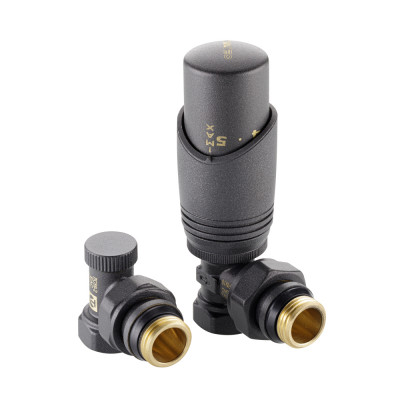 Комплект терморегулирующего оборудования для радиатора угловой, серый VT.045.GR